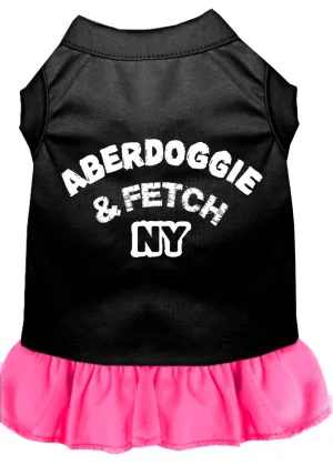 Aberdoggie Ny Screen Print Dress Black With Bright Pink Sm