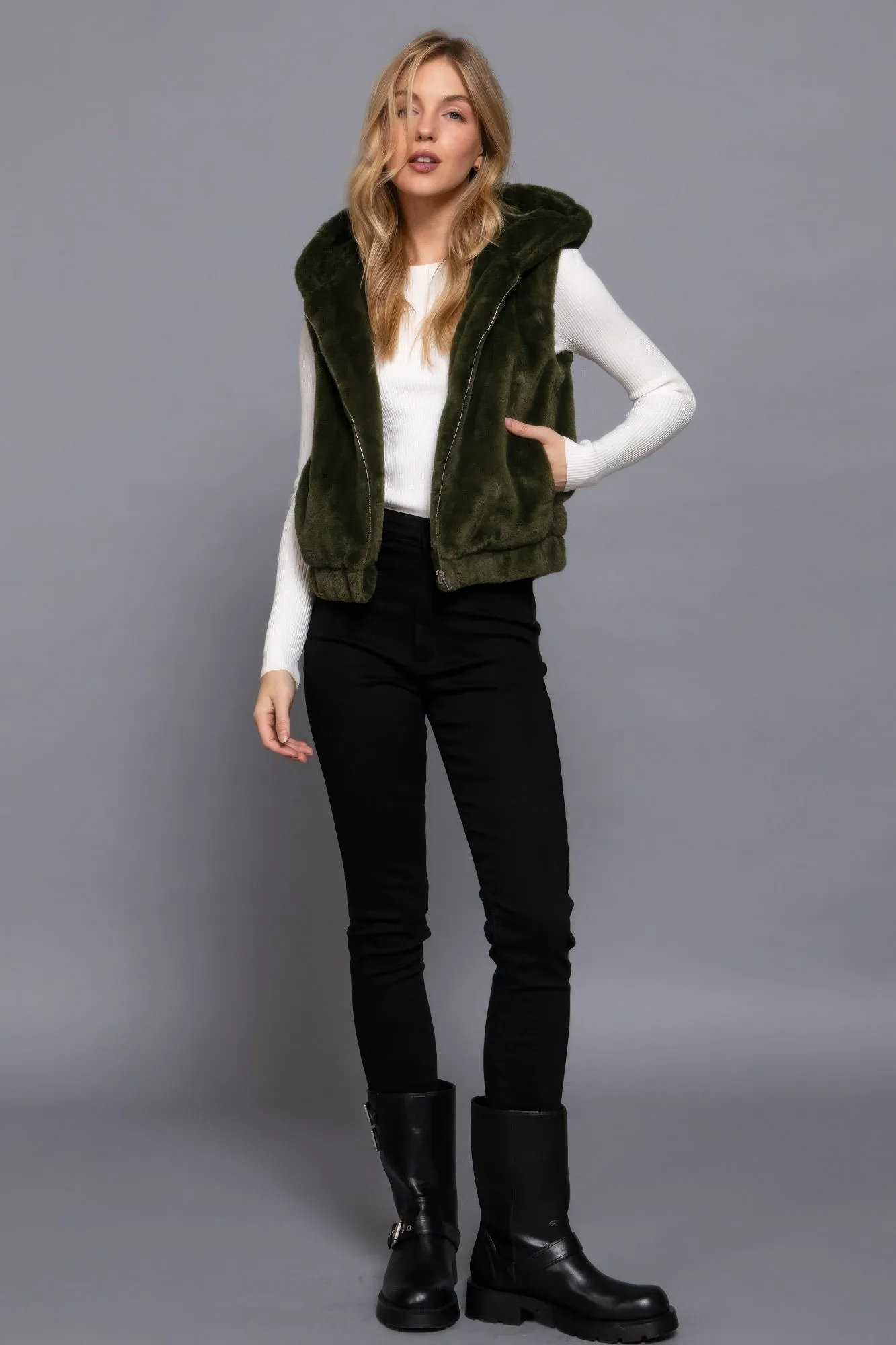 Active USA | Hoodie Faux Fur Vest