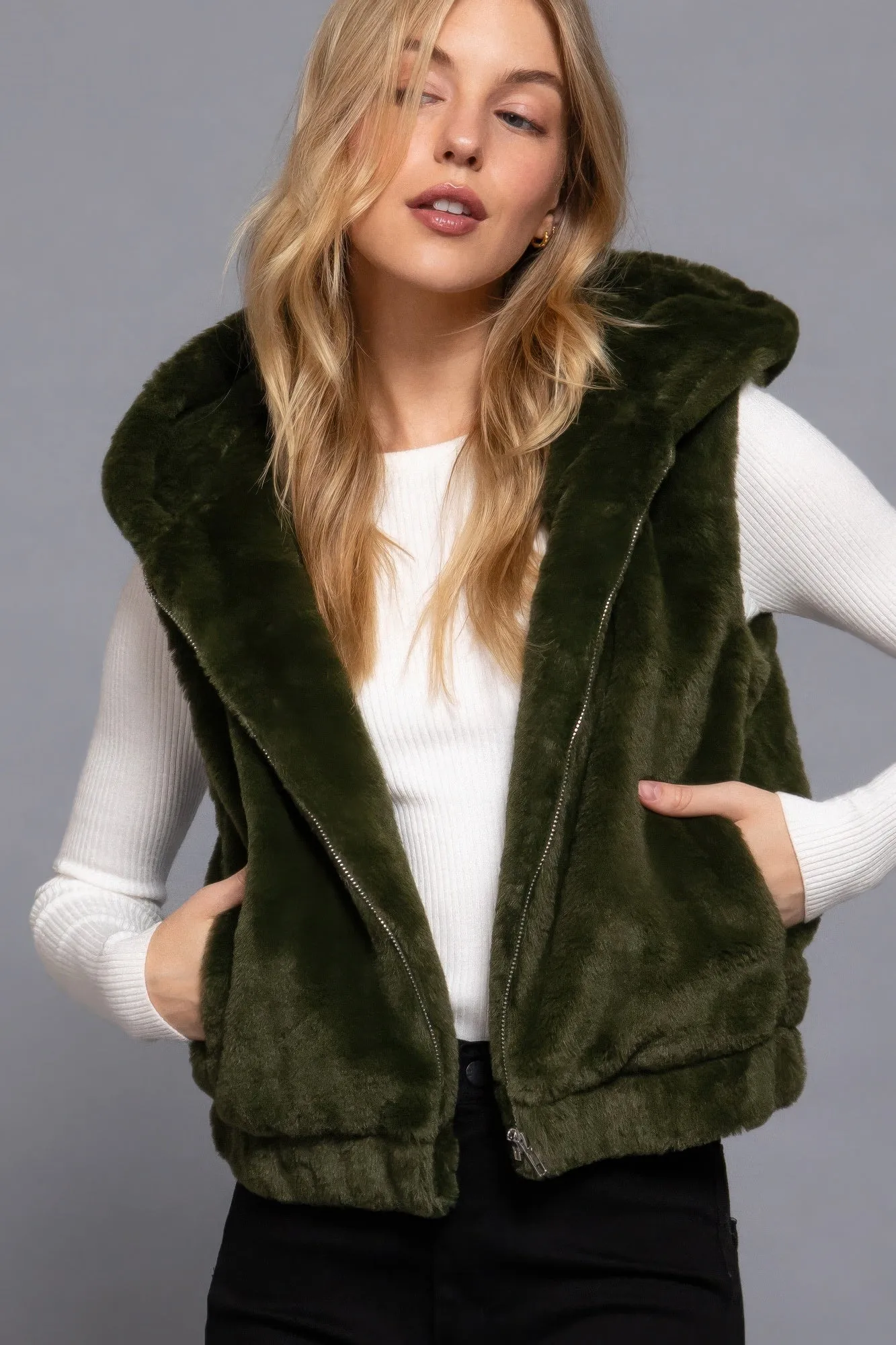 Active USA | Hoodie Faux Fur Vest