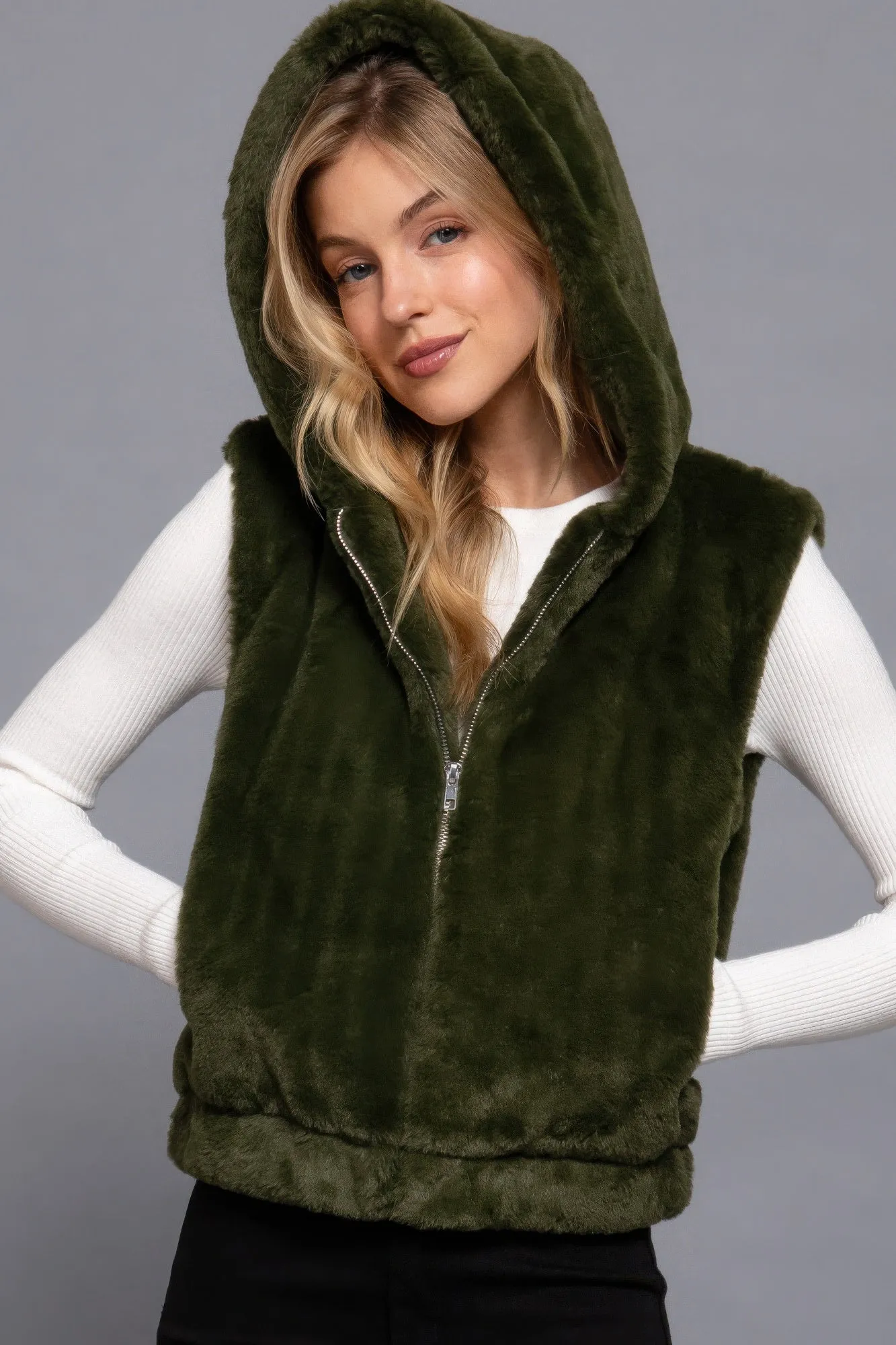 Active USA | Hoodie Faux Fur Vest