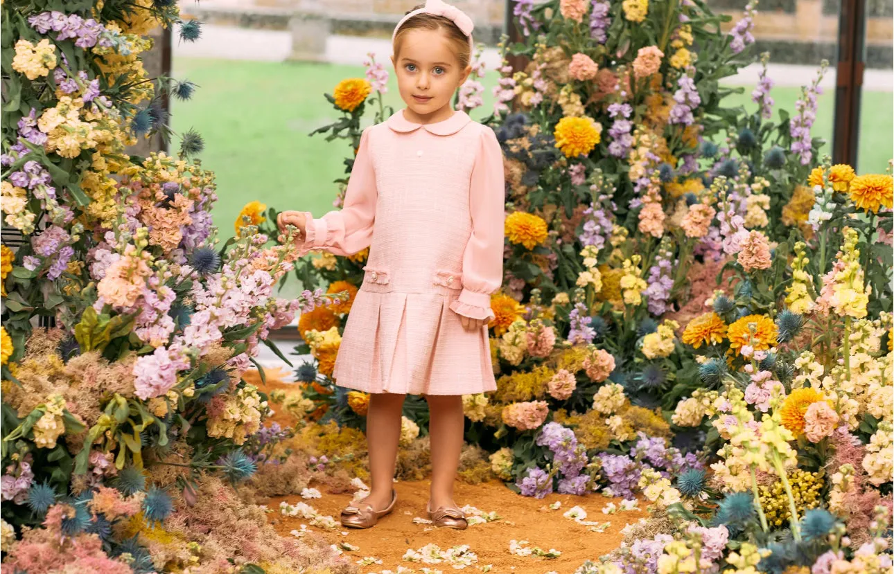 Beautiful Girls Pink Tweed Dress.
