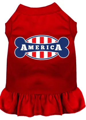 Bonely In America Screen Print Dress Red Xs