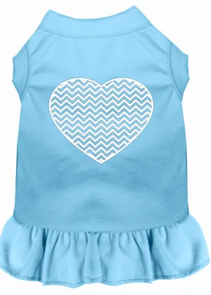 Chevron Heart Screen Print Dress Baby Blue Sm