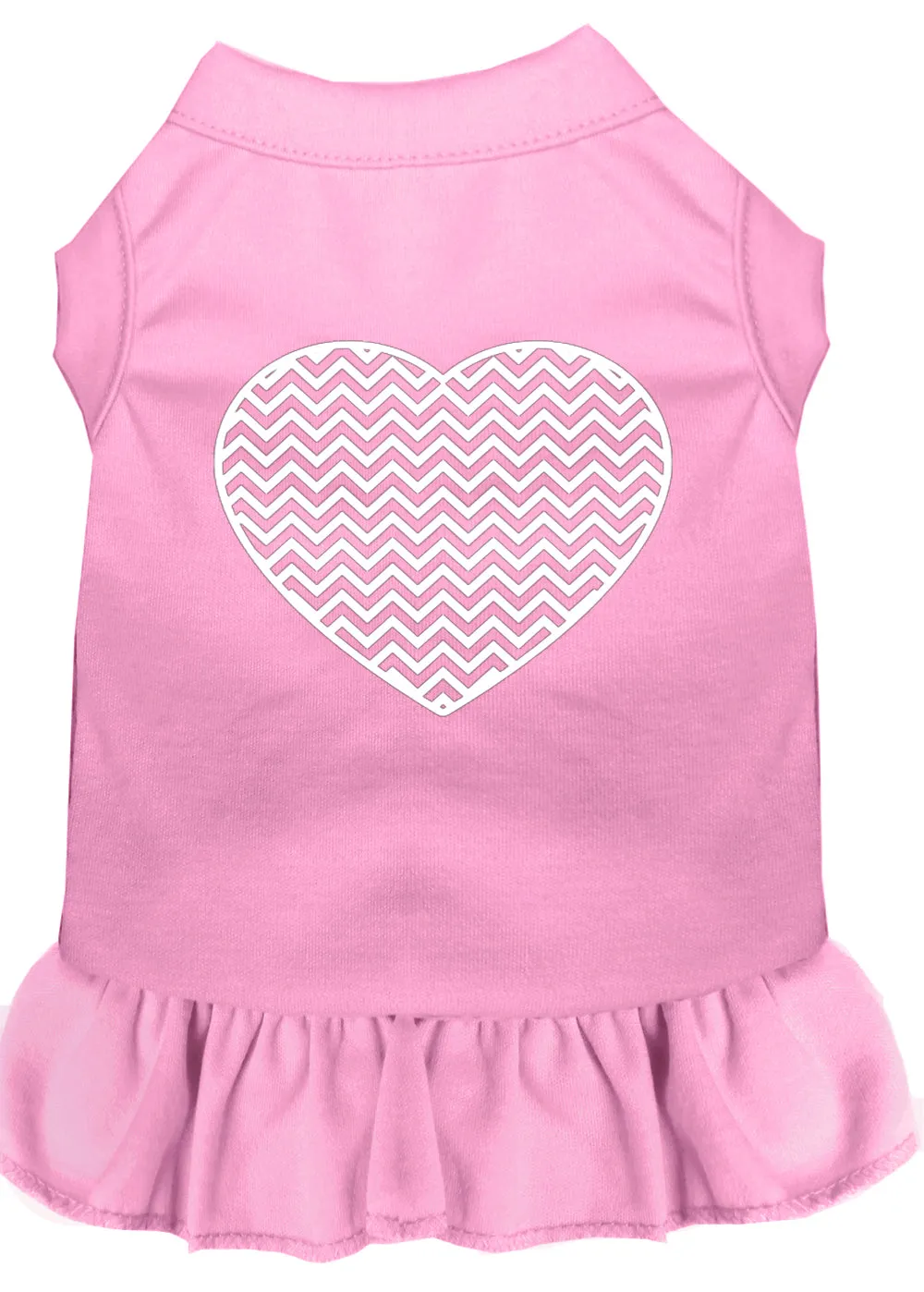 Chevron Heart Screen Print Dress Light Pink Xl
