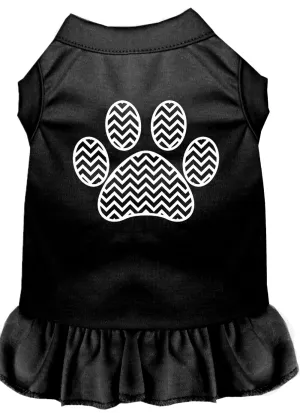 Chevron Paw Screen Print Dress Black Xxxl