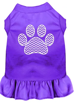 Chevron Paw Screen Print Dress Purple Xl