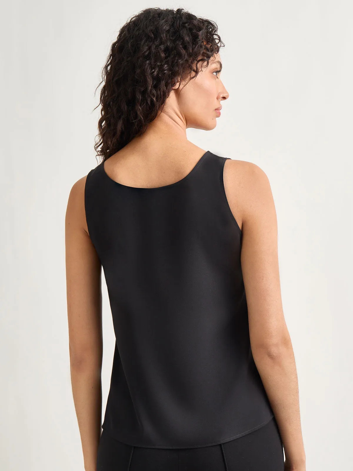 Classic Crepe de Chine Tank Top, Black