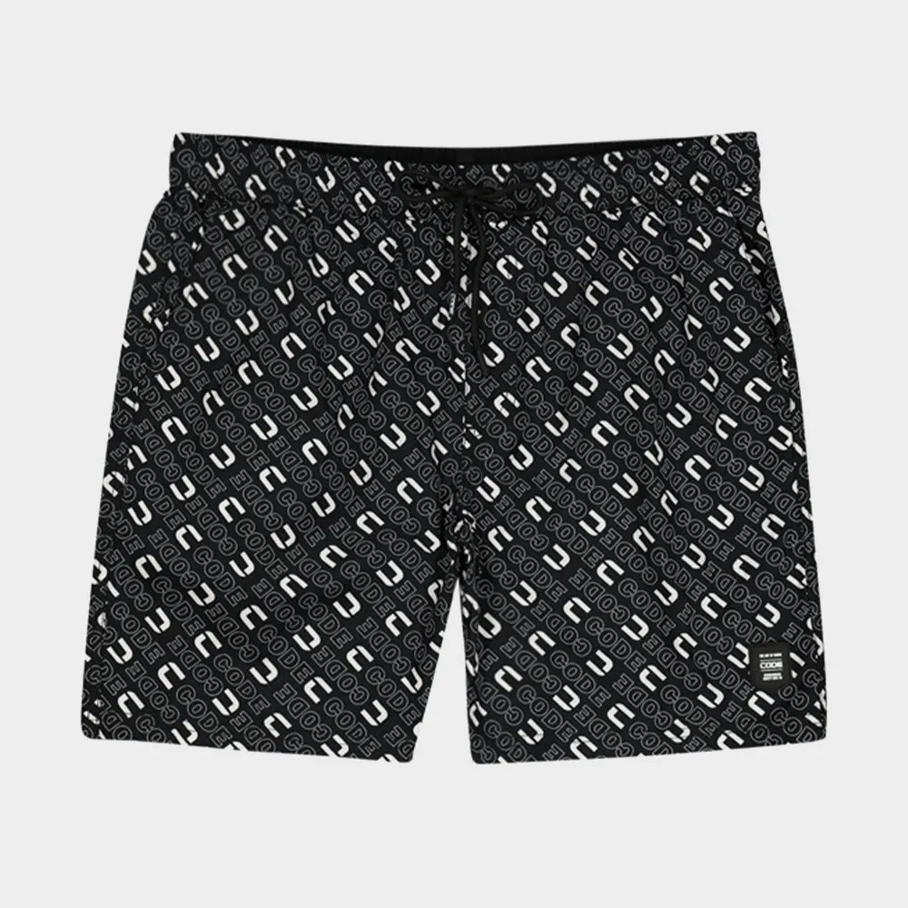 Code Mens AOP Pool Short Black/White _ 182621 _ Black