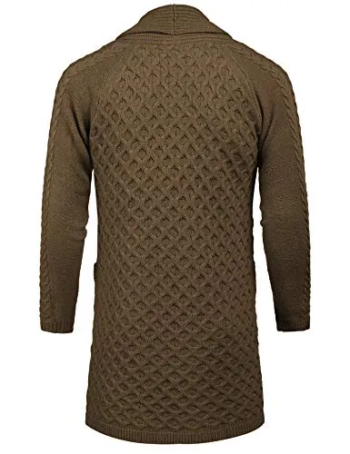 COOFANDY Men’s Ruffle Collar Cardigans Lightweight Linen Knit Sweater Overcoat