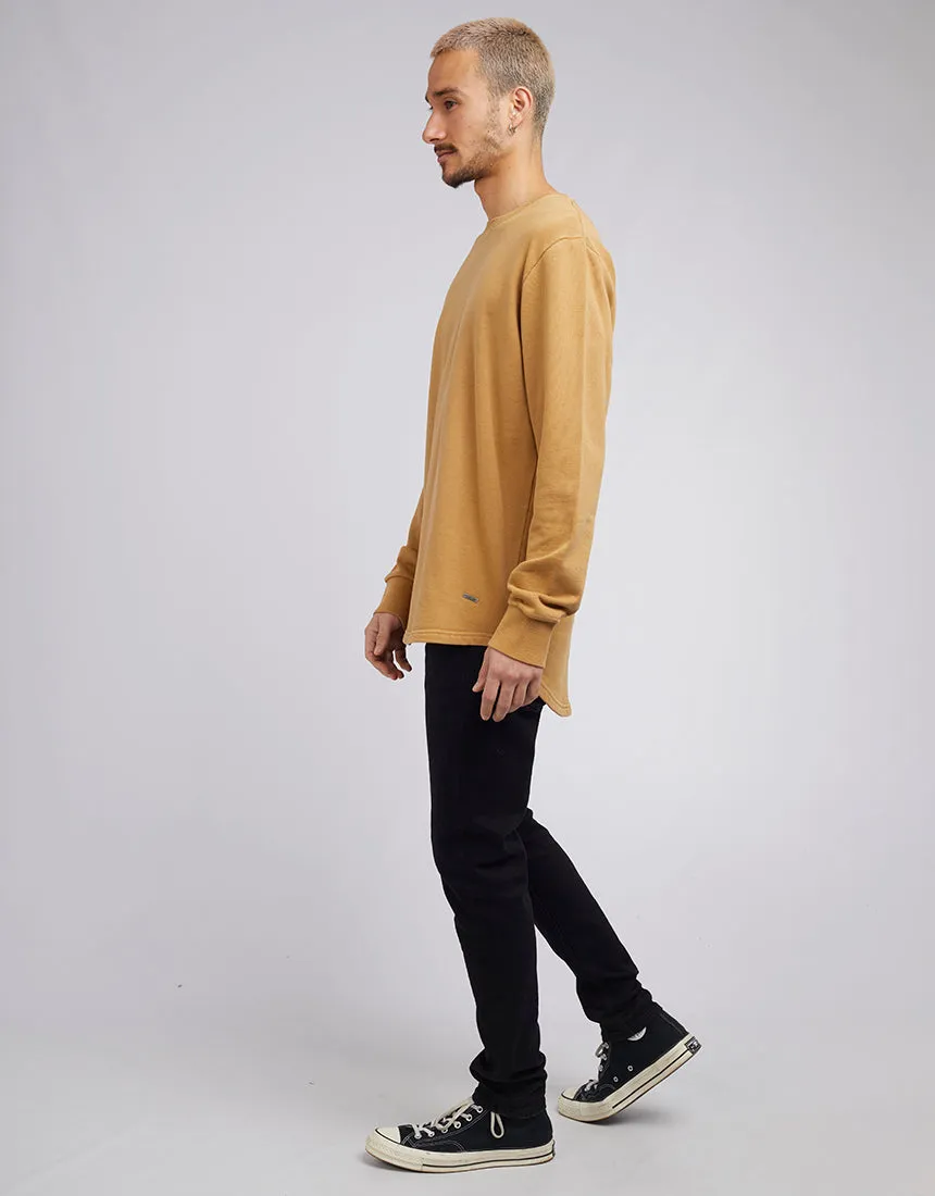 Curved Hem Crew Mustard