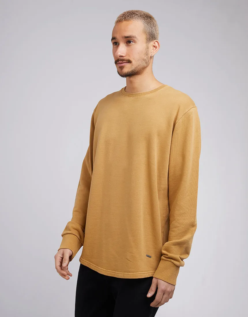Curved Hem Crew Mustard