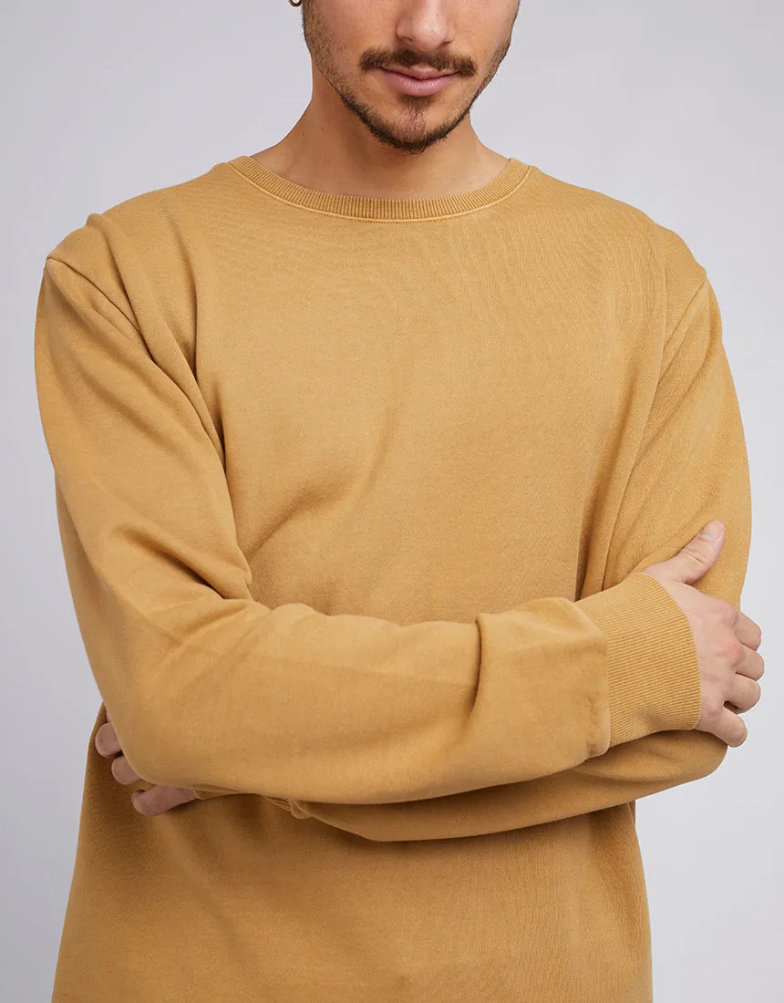 Curved Hem Crew Mustard