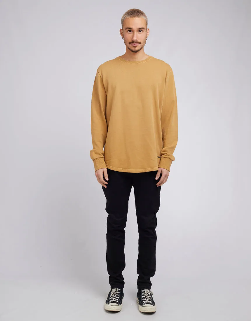 Curved Hem Crew Mustard