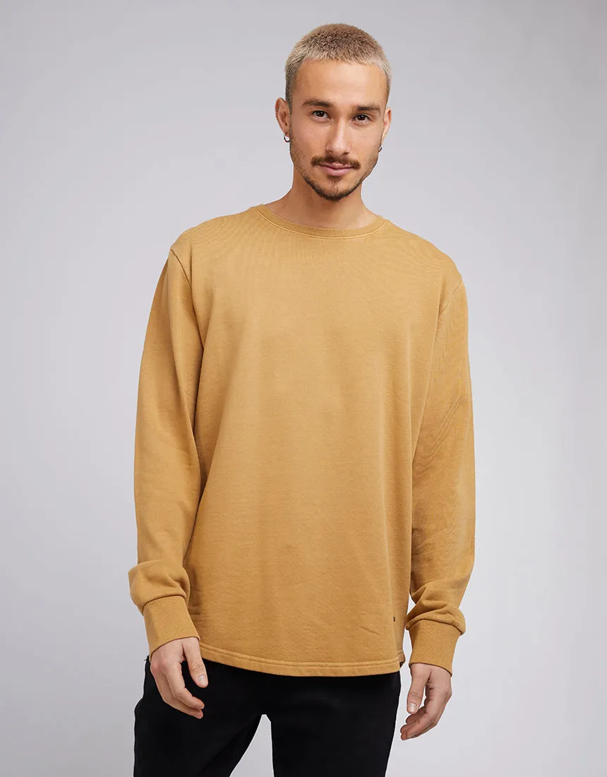 Curved Hem Crew Mustard