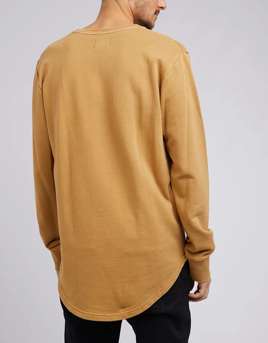 Curved Hem Crew Mustard