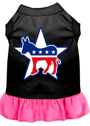Democrat Screen Print Dress Black With Bright Pink Xxl