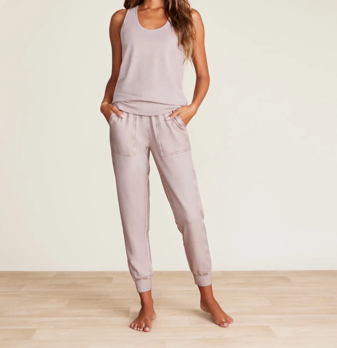 FINAL SALE - Barefoot Dreams Malibu Collection Linen Cotton Racer Back Tank Feather