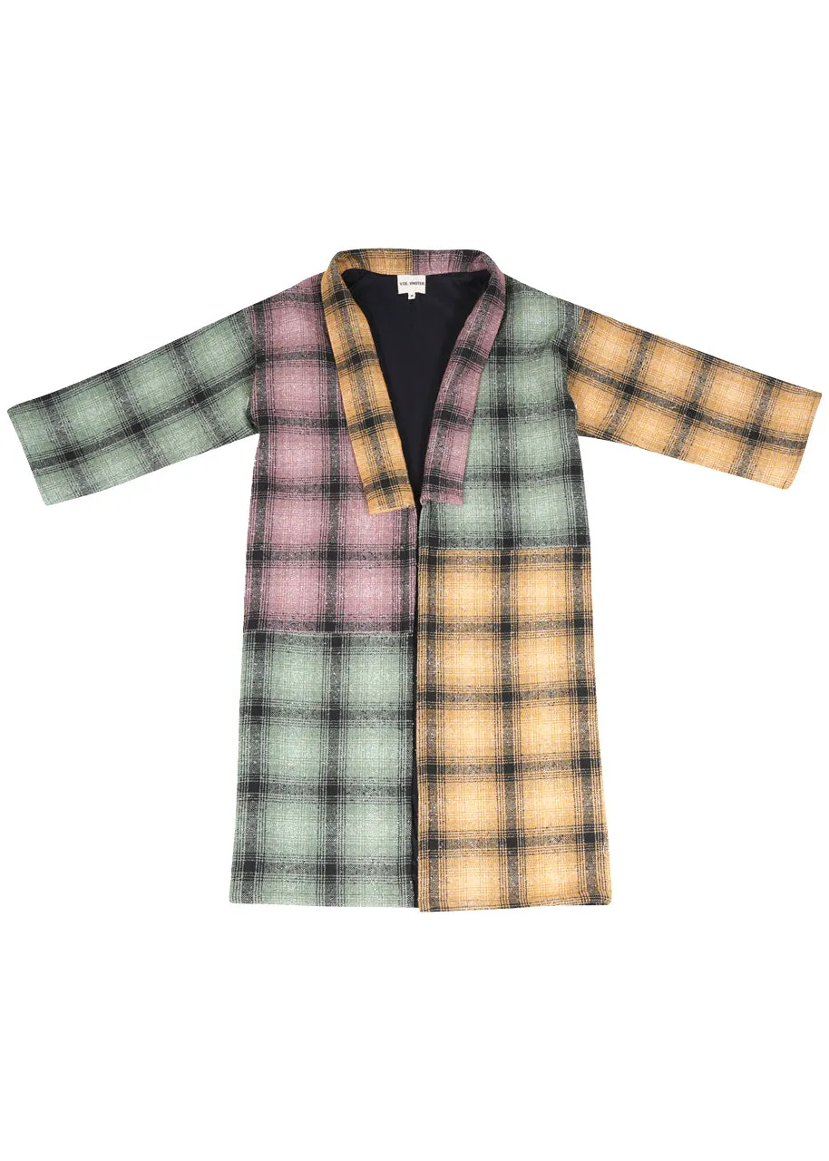 Free coat in olive check