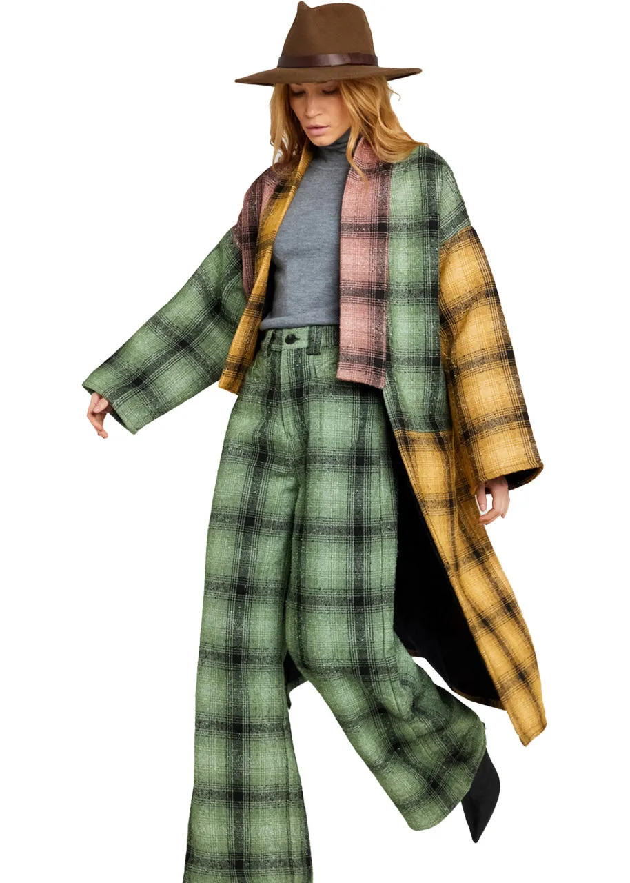 Free coat in olive check