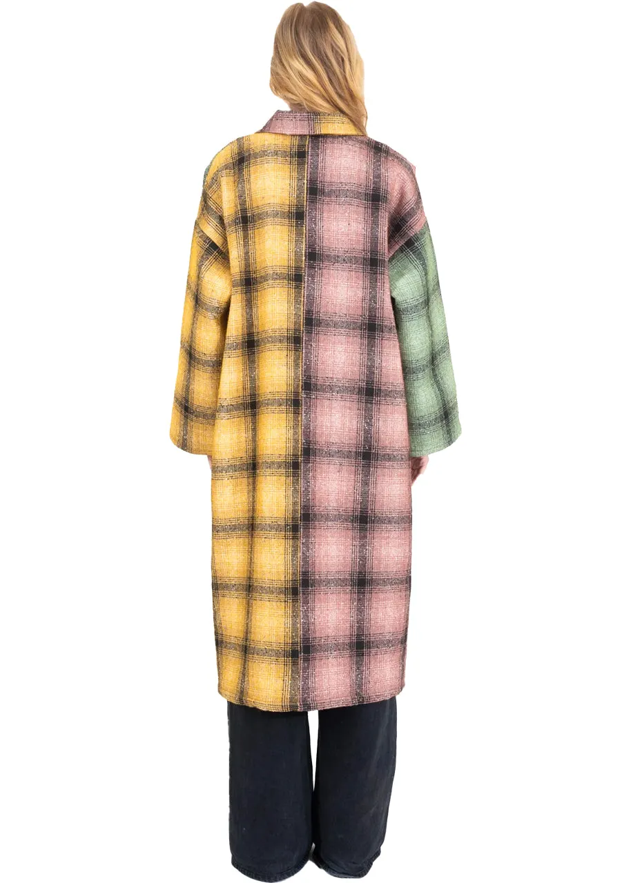 Free coat in olive check