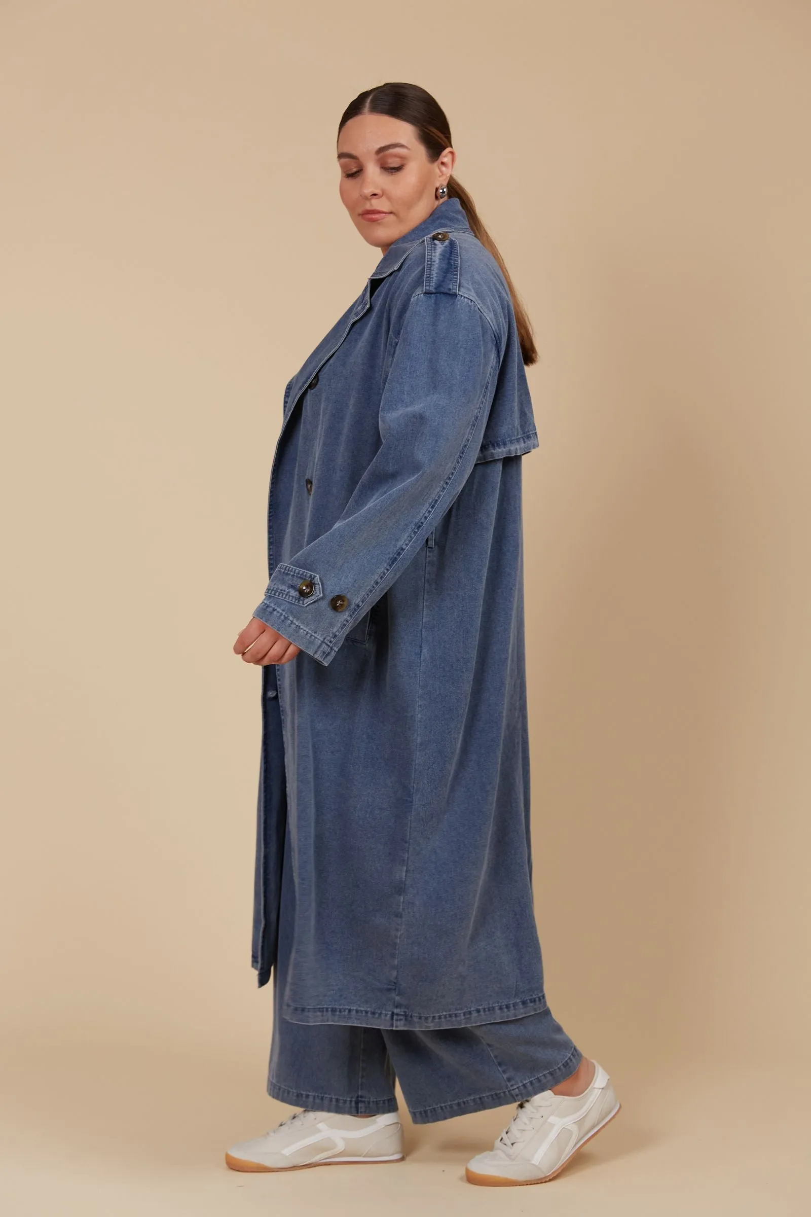 Freya Trench Coat - Denim