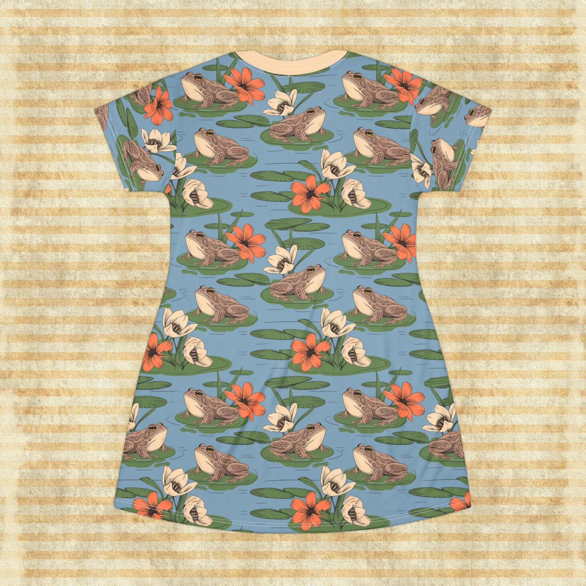 Frog & Flower T-Shirt Dress – Boho Nature Lover Spring Outfit