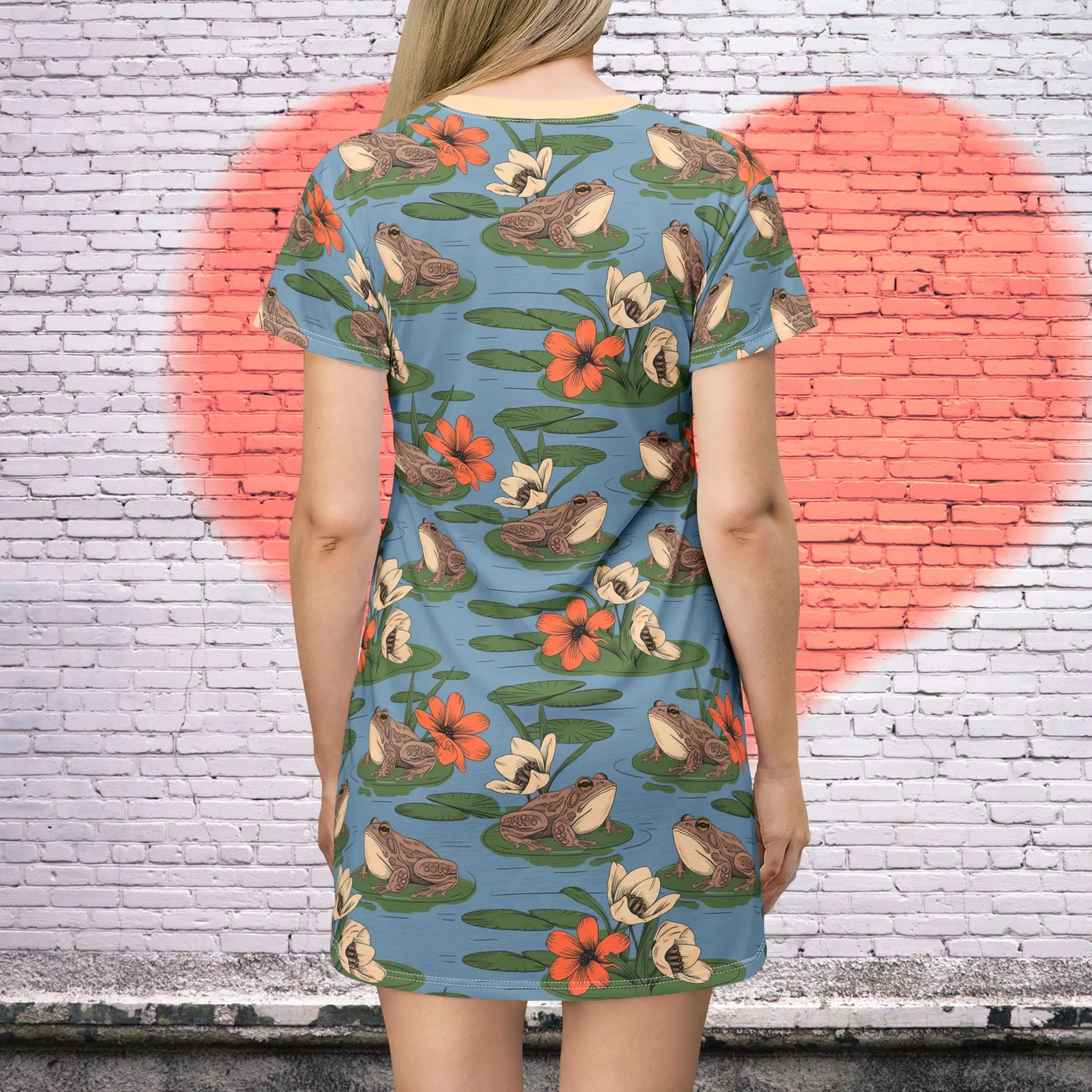 Frog & Flower T-Shirt Dress – Boho Nature Lover Spring Outfit