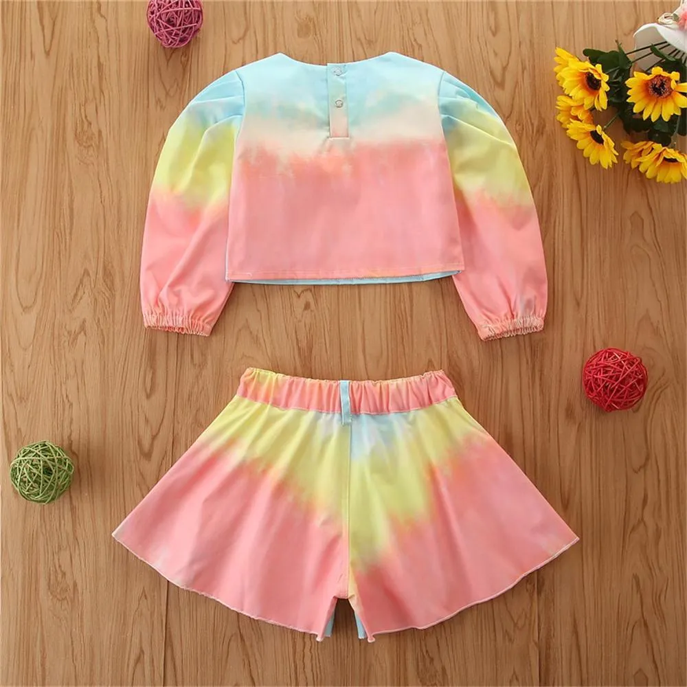 Girls Long Sleeve Tie Dye Top & Shorts Girls Clothing Wholesalers