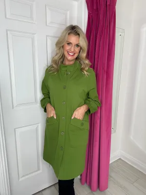 Green Button Up Jacket With Pockets