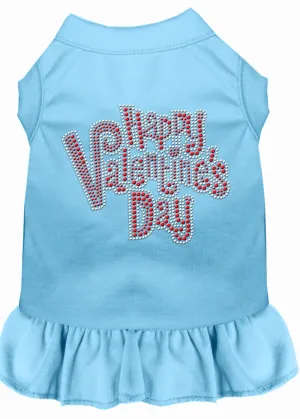 Happy Valentines Day Rhinestone Dress Baby Blue Xl