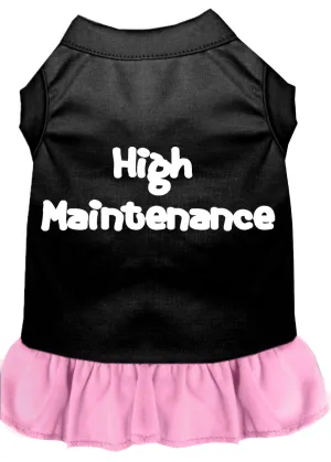 High Maintenance Screen Print Dog Dress Black With Light Pink Lg