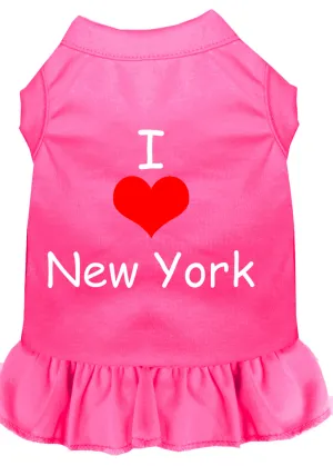 I Heart New York Screen Print Dress Bright Pink Lg
