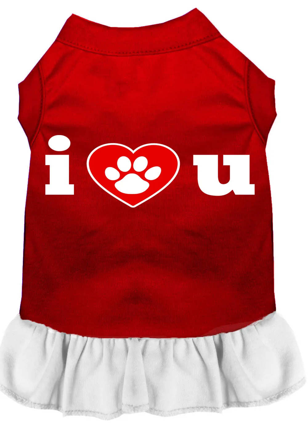 I Heart You Screen Print Dress Red With White Xxxl