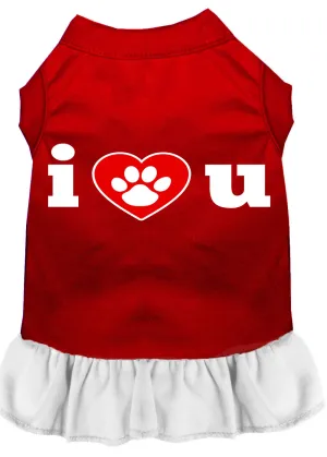 I Heart You Screen Print Dress Red With White Xxxl
