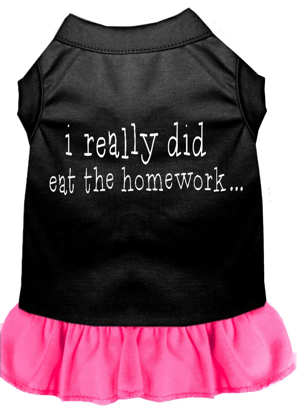 I Really Did Eat The Homework Screen Print Dress Black With Bright Pink Xxl