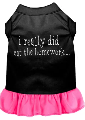 I Really Did Eat The Homework Screen Print Dress Black With Bright Pink Xxl
