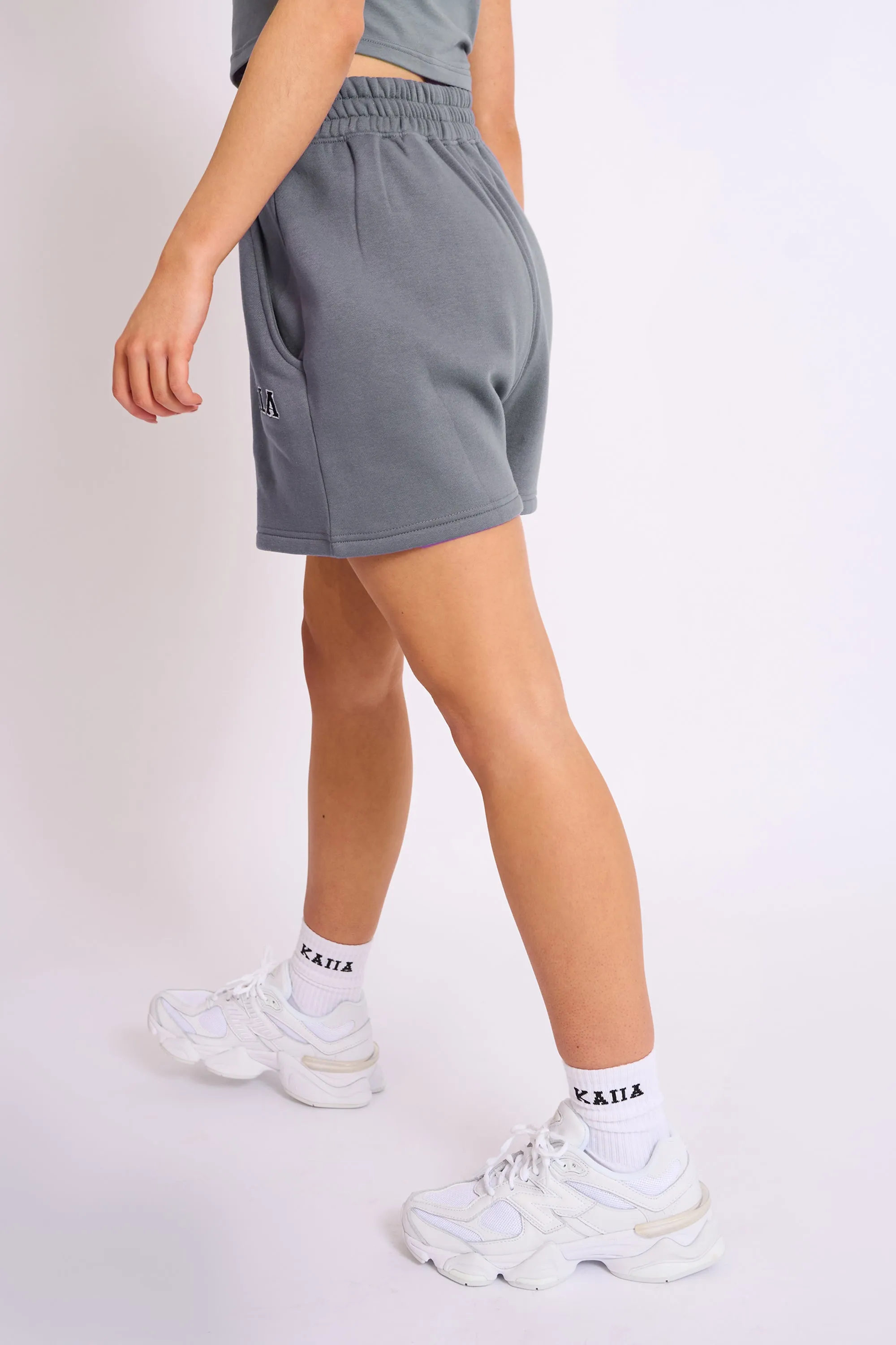 Kaiia Logo Sweat Shorts in Charcoal Grey