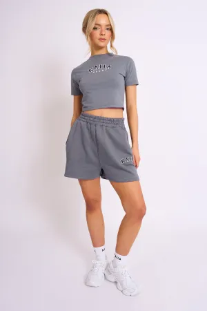Kaiia Logo Sweat Shorts in Charcoal Grey