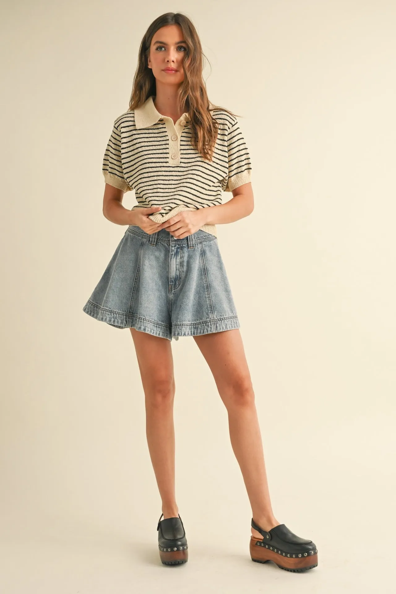 Kate Denim Flared Shorts