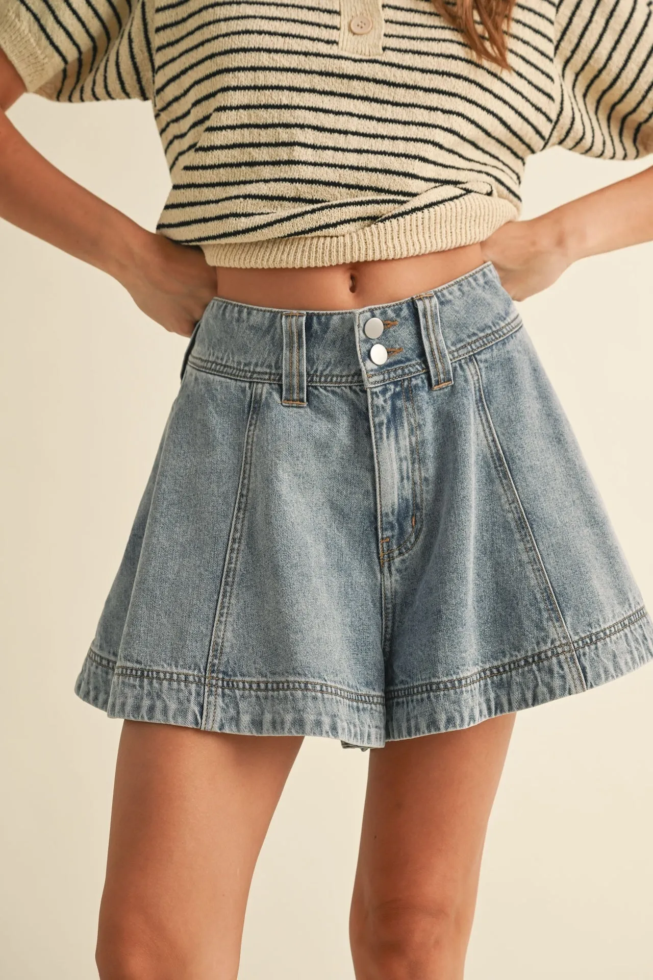 Kate Denim Flared Shorts