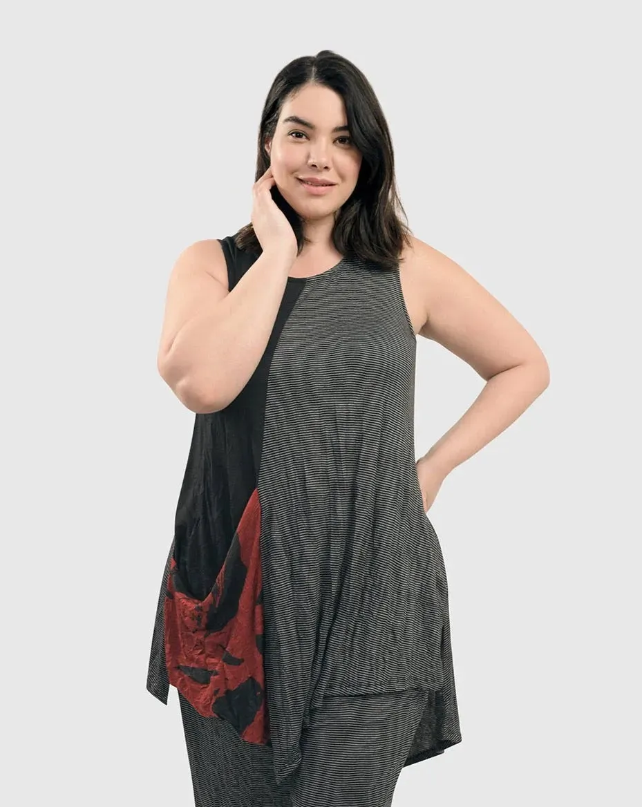 Kia Crinkle Tunic Top, Red
