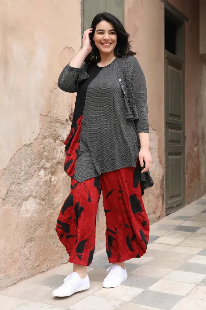 Kia Crinkle Tunic Top, Red