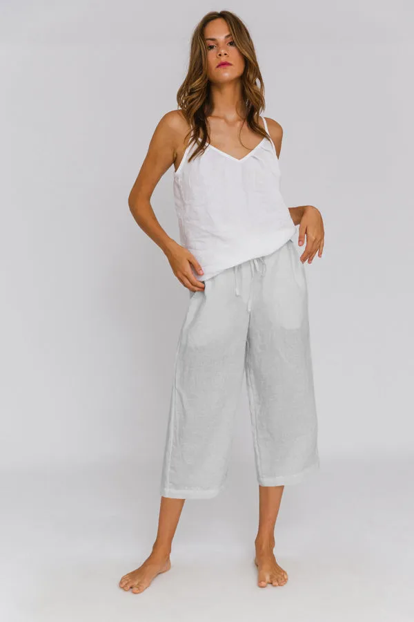 Linen Bermuda shorts for women mineral grey - Carla
