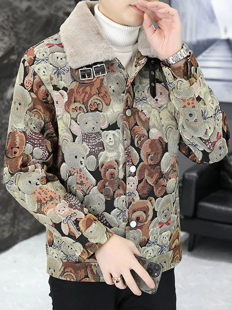 Mens Fashion Street Fleece Warm Jacket