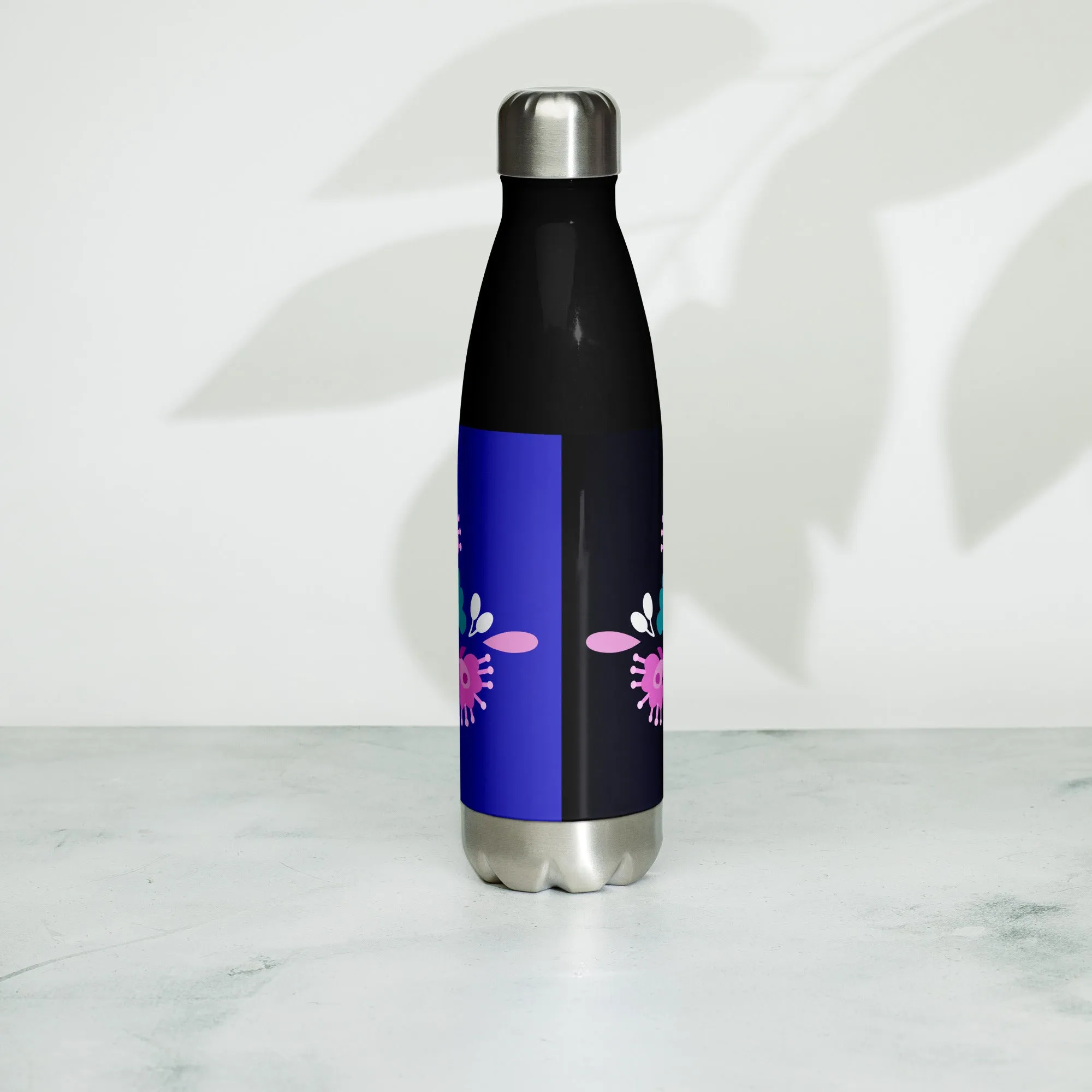 Mexican Embroidery, YOGA, Pretty Flowers,  CALMNESS DESIGNS,  Creative Designer's,  Stainless steel water bottle