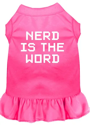 Nerd Is The Word Screen Print Dress Bright Pink Sm