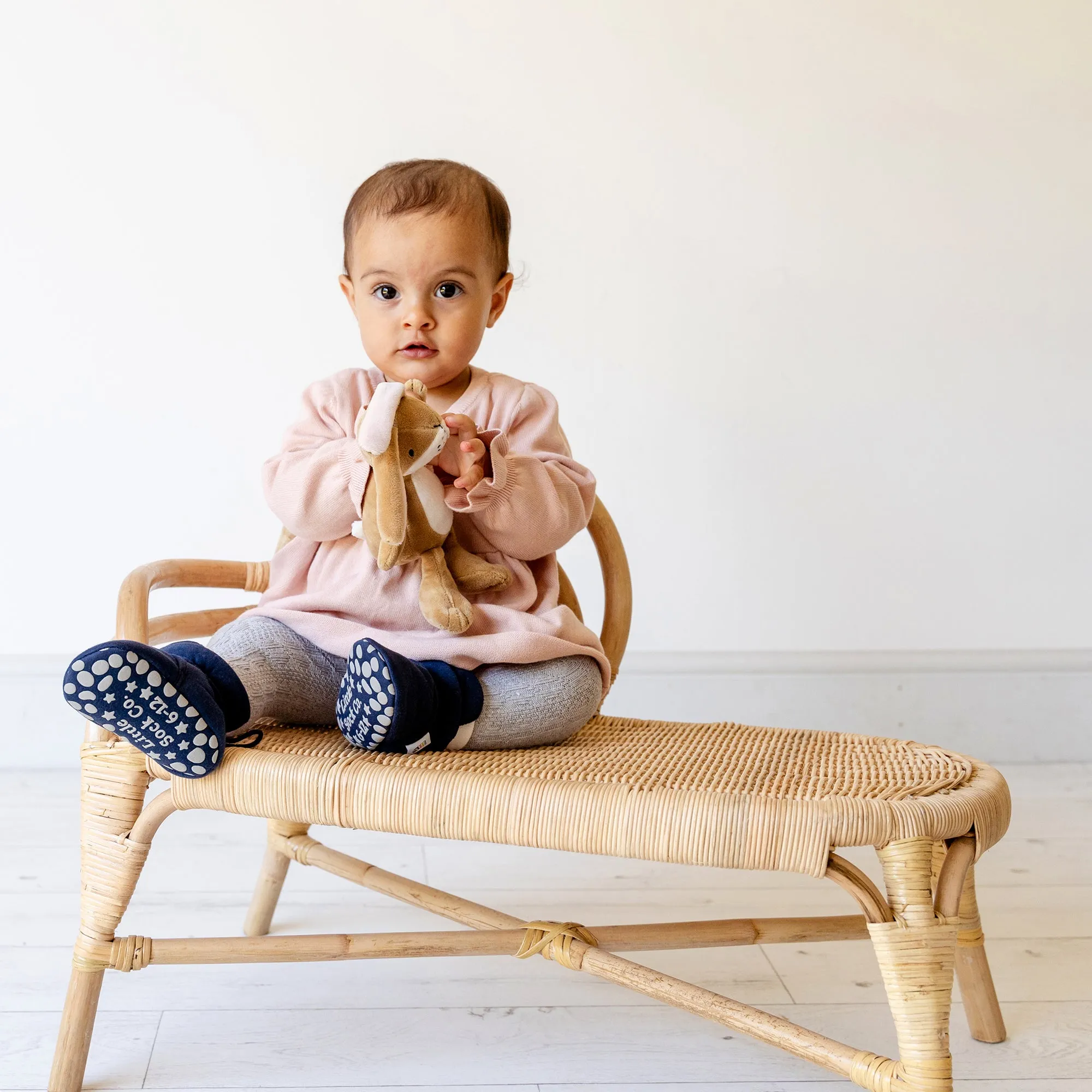 Newborn Stay-on Bootie Bundle - Booties   Leggings   Stay-on Socks - Navy