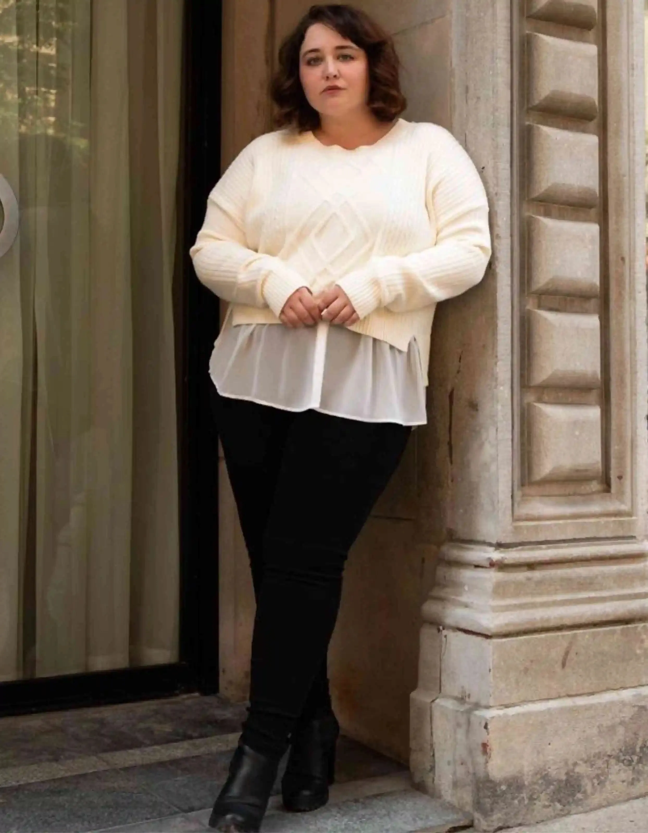 Ophelia Faux Layer Knit Sweater Pullover Chic Elegant