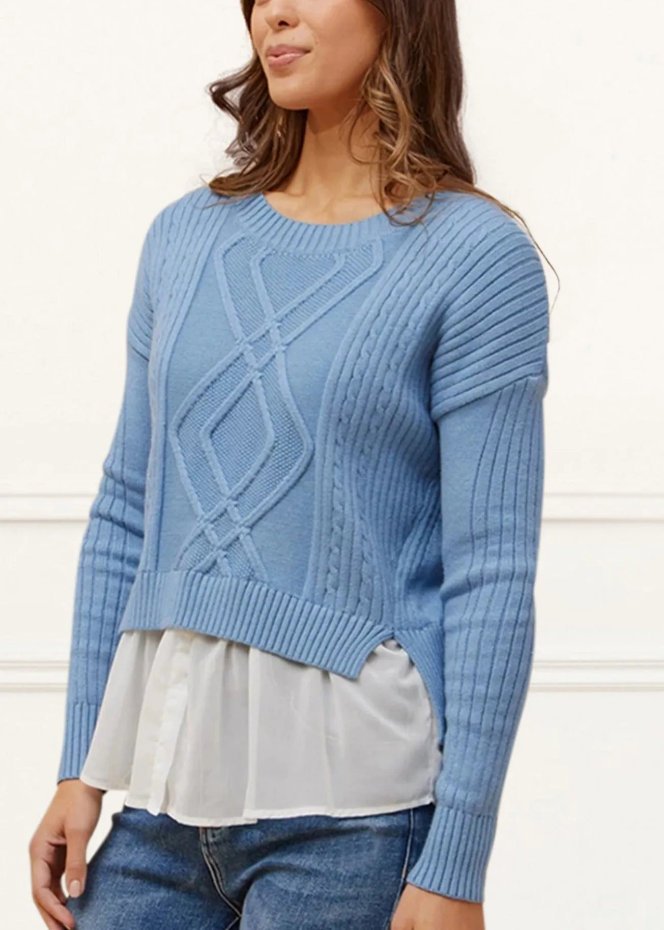 Ophelia Faux Layer Knit Sweater Pullover Chic Elegant