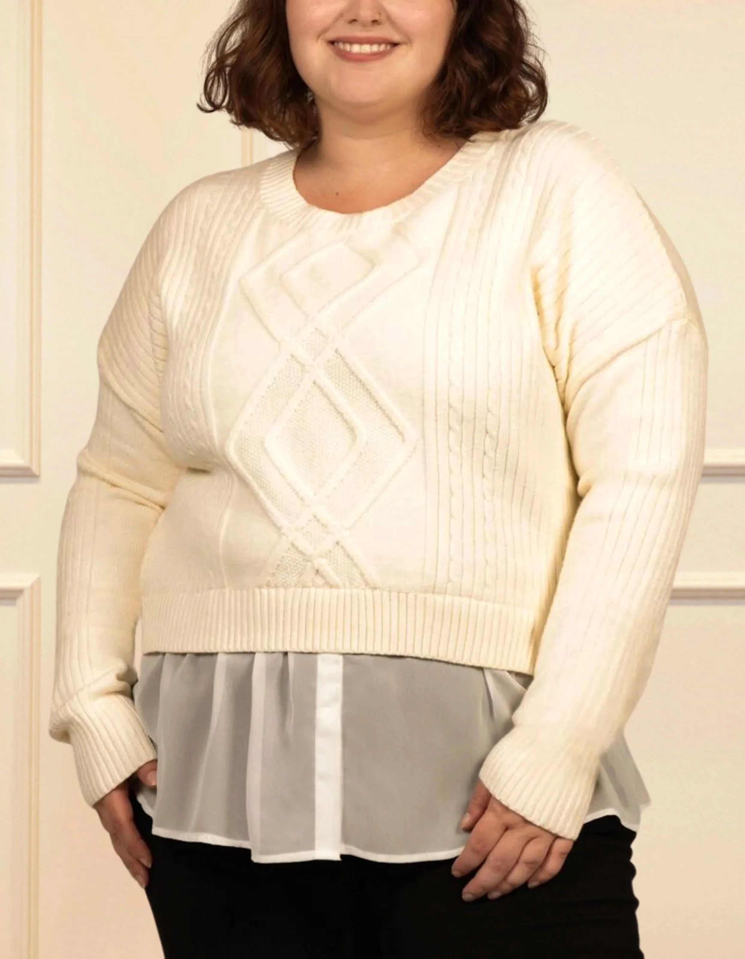 Ophelia Faux Layer Knit Sweater Pullover Chic Elegant
